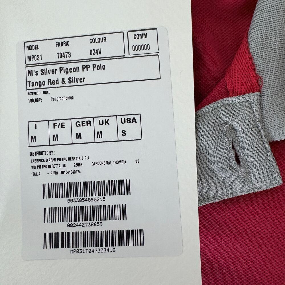 Beretta Silver Pigeon polo shirt S red gray performance Italy made NWT - Picture 5 of 9